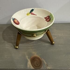 Nasco Del Coronado 3-D Vegetable Embellishment VTG Pottery With MCM Stand Rare